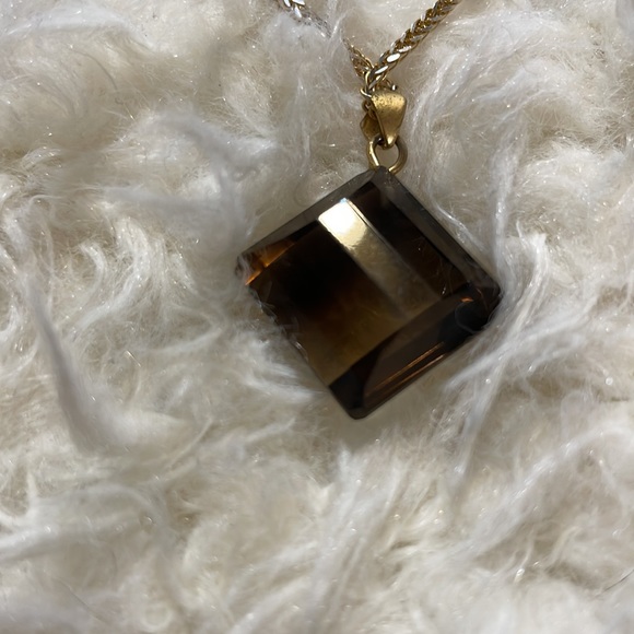 Vintage Genuine  Smoky Topaz Pendant Charm - Picture 7 of 9